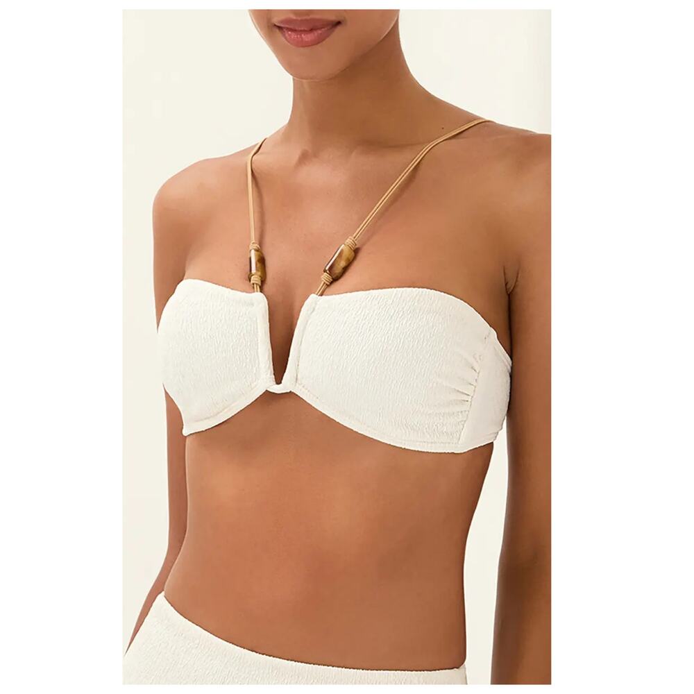 NEW ViX Paula Hermanny Firenze Lesley Carol Beaded Bikini Top Size Large